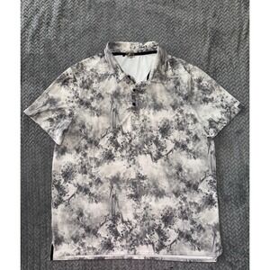 VRST Men's Floral Mesh Print Polo‎ Quiet Shade Grey size XL
